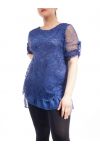 GRANDE TAILLE TUNIQUE MIX MATIERES GT1082 MARINE