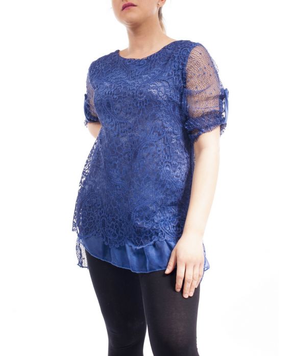 PLUS SIZE TUNIC MIX MATERIAL GT1082 NAVY
