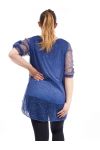 GRANDE TAILLE TUNIQUE MIX MATIERES GT1082 MARINE