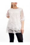 GRANDE TAILLE TUNIQUE MIX MATIERES GT1082 BLANC