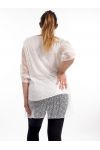 GRANDE TAILLE TUNIQUE MIX MATIERES GT1082 BLANC