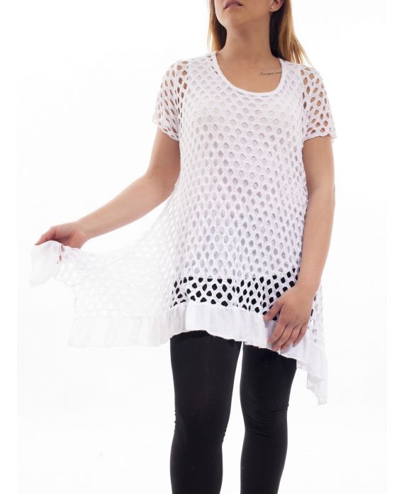 GRANDE TAILLE ENSEMBLE AJOURE 2 PIECES GT1053 BLANC