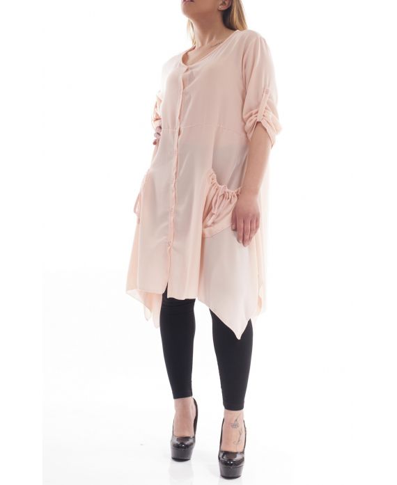 PLUS SIZE DRESS/TUNIC 2 POCKETS GT1040 ROSE