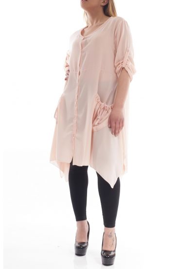 GRANDE TAILLE ROBE TUNIQUE 2 POCHES GT1040 ROSE
