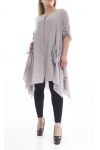 GRANDE TAILLE ROBE TUNIQUE 2 POCHES GT1040 GRIS