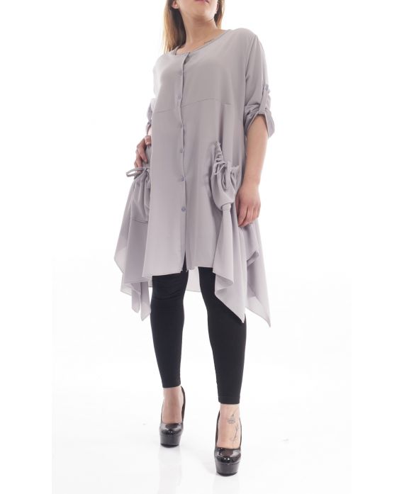 GRANDE TAILLE ROBE TUNIQUE 2 POCHES GT1040 GRIS