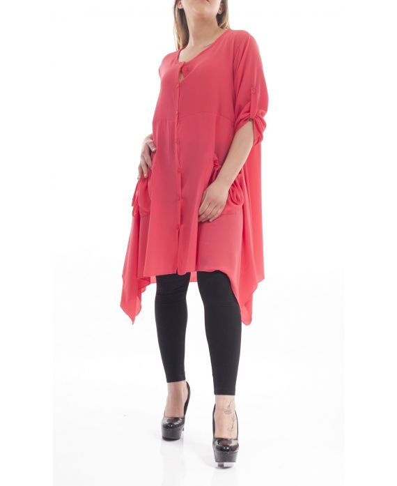 GRANDE TAILLE ROBE TUNIQUE 2 POCHES GT1040 CORAIL