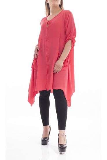 GRANDE TAILLE ROBE TUNIQUE 2 POCHES GT1040 CORAIL