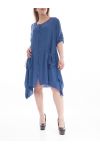 GRANDE TAILLE ROBE TUNIQUE 2 POCHES GT1040 BLEU