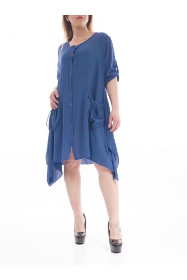 GRANDE TAILLE ROBE TUNIQUE 2 POCHES GT1040 BLEU