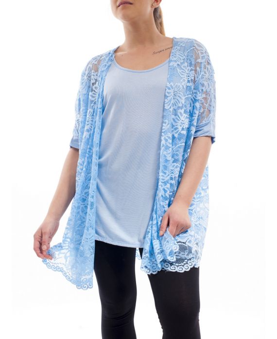 PLUS SIZE 2 PIECES SET LACE GT1041 BLUE
