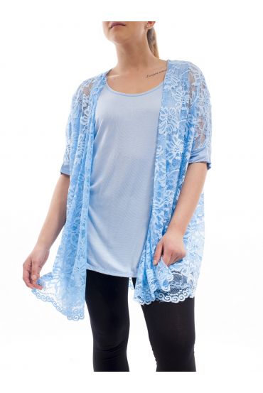 GRANDE TAILLE ENSEMBLE 2 PIECES DENTELLE GT1041 BLEU