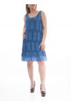 GRANDE TAILLE ROBE TUNIQUE AJOUREE GT1051 BLEU