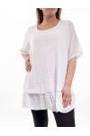 PLUS SIZE TUNIC SUPERPOSITION LINEN EFFECT GT1050 WHITE