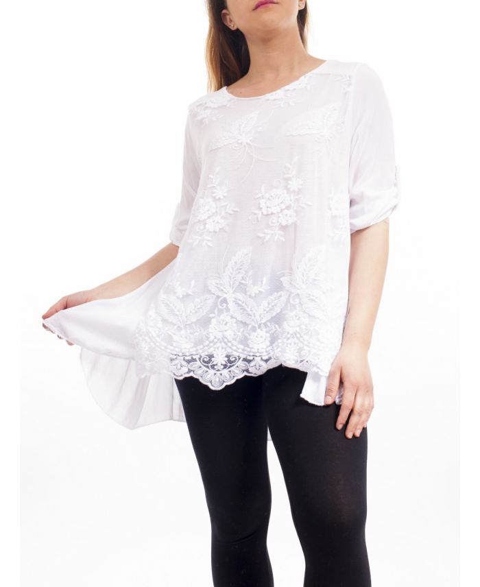 GRANDE TAILLE TUNIQUE B-MATIERE DENTELLE GT1080 BLANC - www.grossiste ...