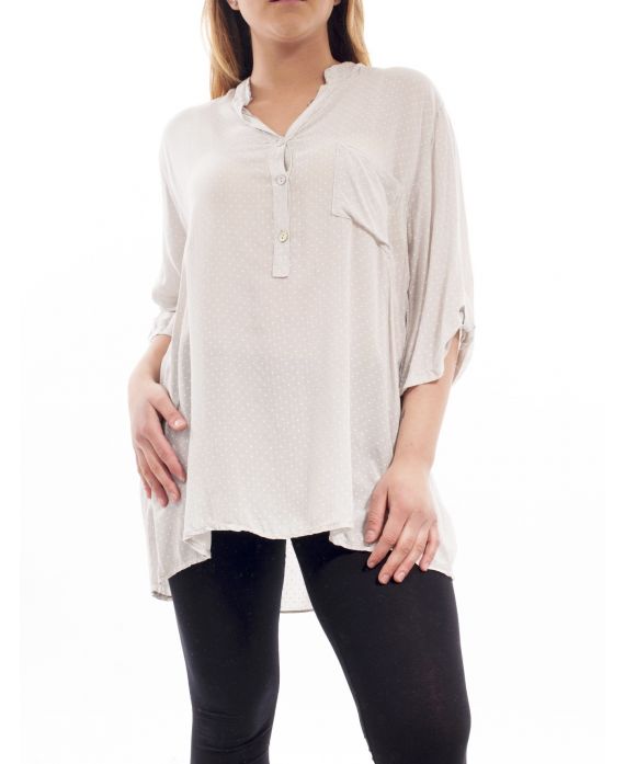PLUS SIZE SHIRT DOTS GT1039 BEIGE