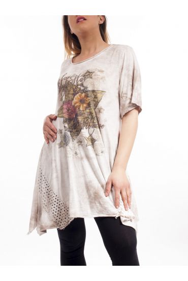 GRAN TAMAÑO DE LA CAMISETA DE LA ESTRELLA GT1037 BEIGE