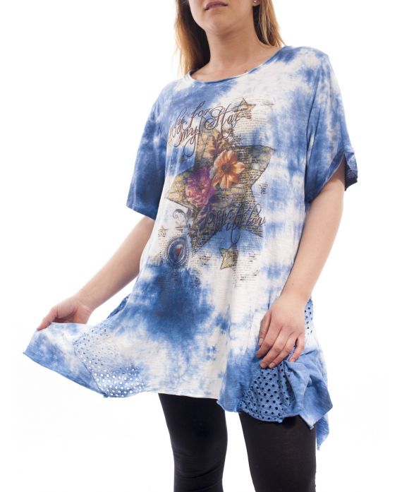 GRANDE TAILLE T-SHIRT ETOILE GT1037 BLEU