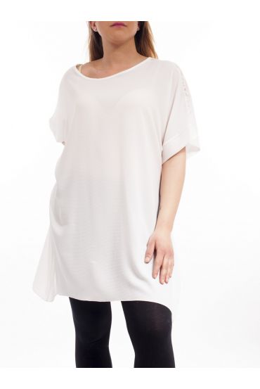PLUS SIZE TUNIC SLEEVES LACE GT1031 WHITE