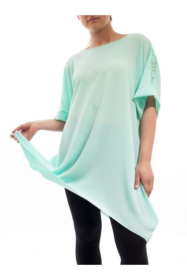 GRANDE TAILLE TUNIQUE EPAULES DENTELLES GT1031 VERT