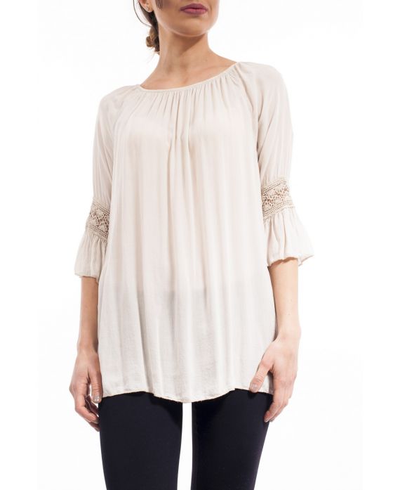 TUNIQUE MANCHES DENTELLES S9145 BEIGE