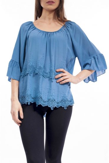 BLOUSE BRODEE S9144 BLAUW