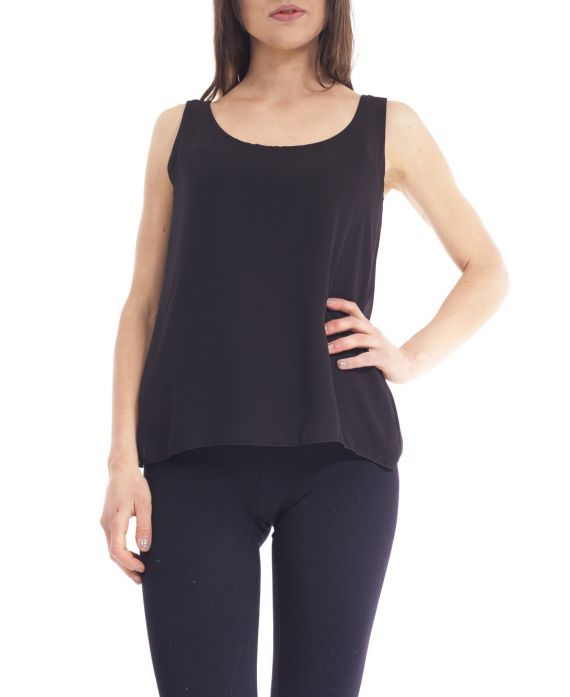 TOP SCHIENA in PIZZO E9156 NERO