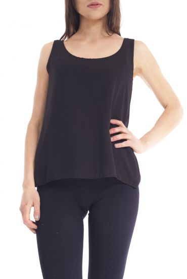 TOP SCHIENA in PIZZO E9156 NERO