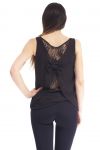 TOP SCHIENA in PIZZO E9156 NERO