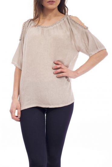 BAR SHOULDER TOP LACE S9157 TAUPE