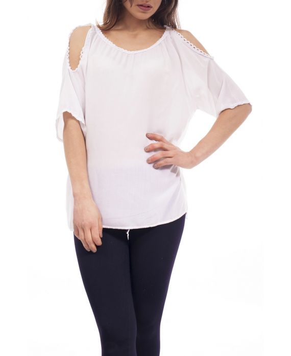 BAR SHOULDER TOP LACE S9157 WHITE