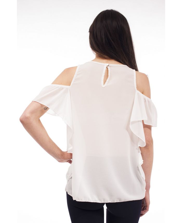 BARE SHOULDER TOP S9169 WHITE - www.grossiste-pret-a-porter.com