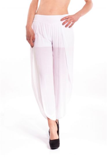 PANTALONES BOMBACHOS S9184 BLANCO