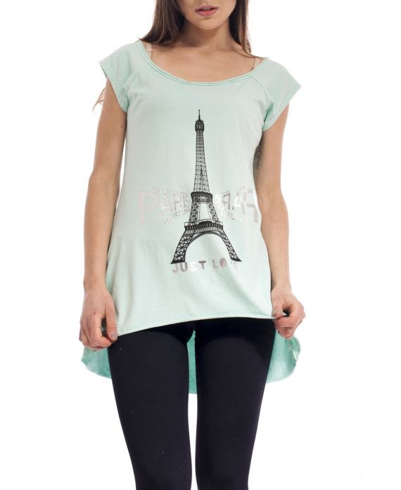 T-SHIRT PARIS S9188 VERT PASTEL