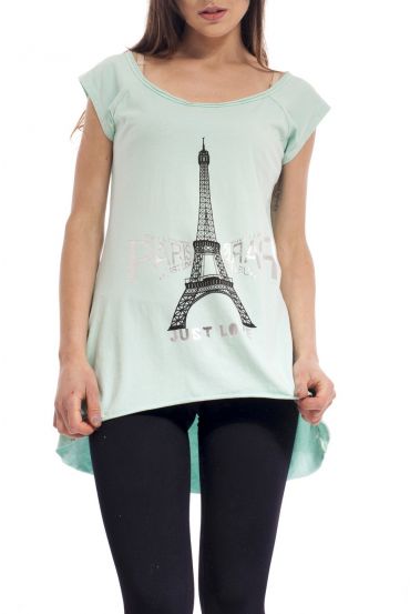 T-SHIRT PARIS S9188 VERT PASTEL