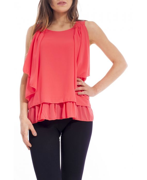 DRAPPED TOP S9198 CORAL
