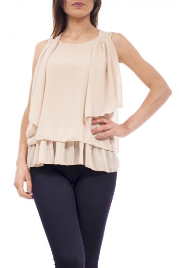 DRAPPED TOP S9198 BEIGE