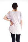 T-SHIRT STUDDED SHOULDERS S9192 GREY