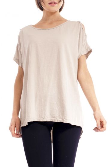 T-SHIRT SCHULTERN CLOUTEES S9192 BEIGE