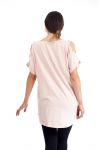 T-SHIRT STUDDED SHOULDERS S9192 ROSE
