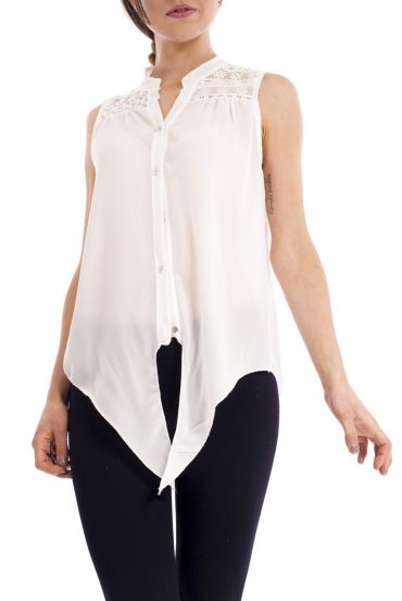 CAMICETTA la SCHIENA in PIZZO S9191 BIANCO