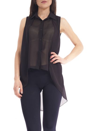 CHEMISIER ASYMETRIQUE S9178 NOIR