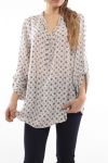 PRINTED TUNIC BOAT ANCHOR BEIGE S7001