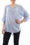 PRINTED TUNIC BOAT ANCHOR BLUE S7001