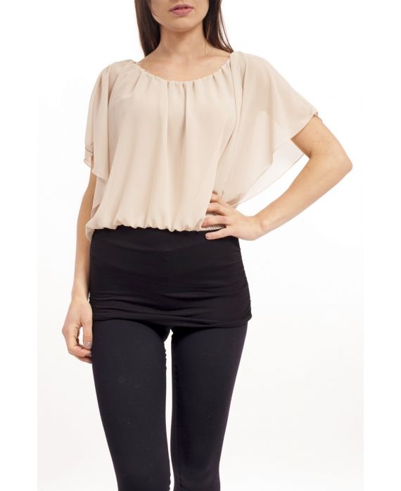 TOP, ZWEIFARBIGER S9207 BEIGE