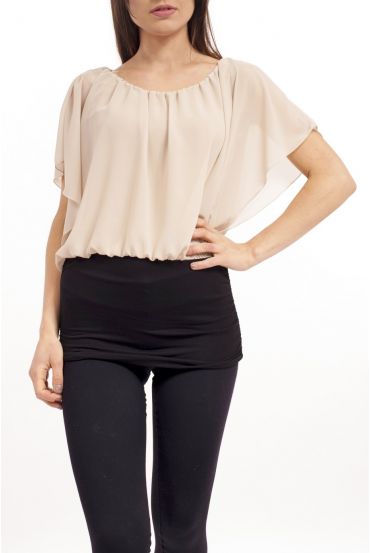 TOP, ZWEIFARBIGER S9207 BEIGE
