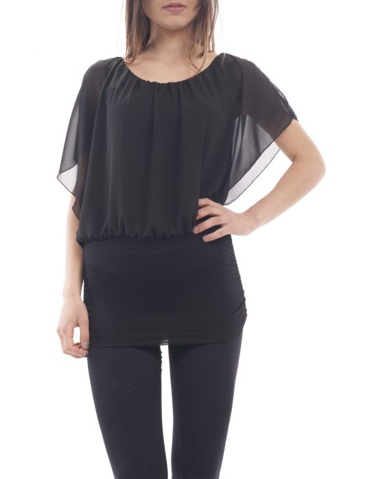 TOP BICOLORE S9207 NOIR