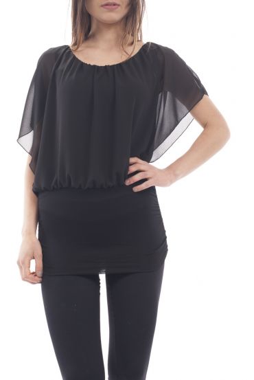 TOP BICOLORE S9207 NOIR