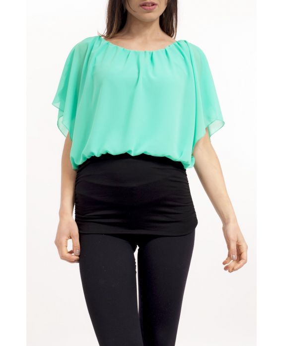 TOP bicolore S9207 VERDE PASTELLO