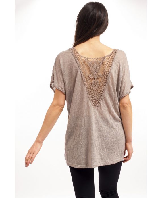TOP SCHIENA in PIZZO S9239 TAUPE